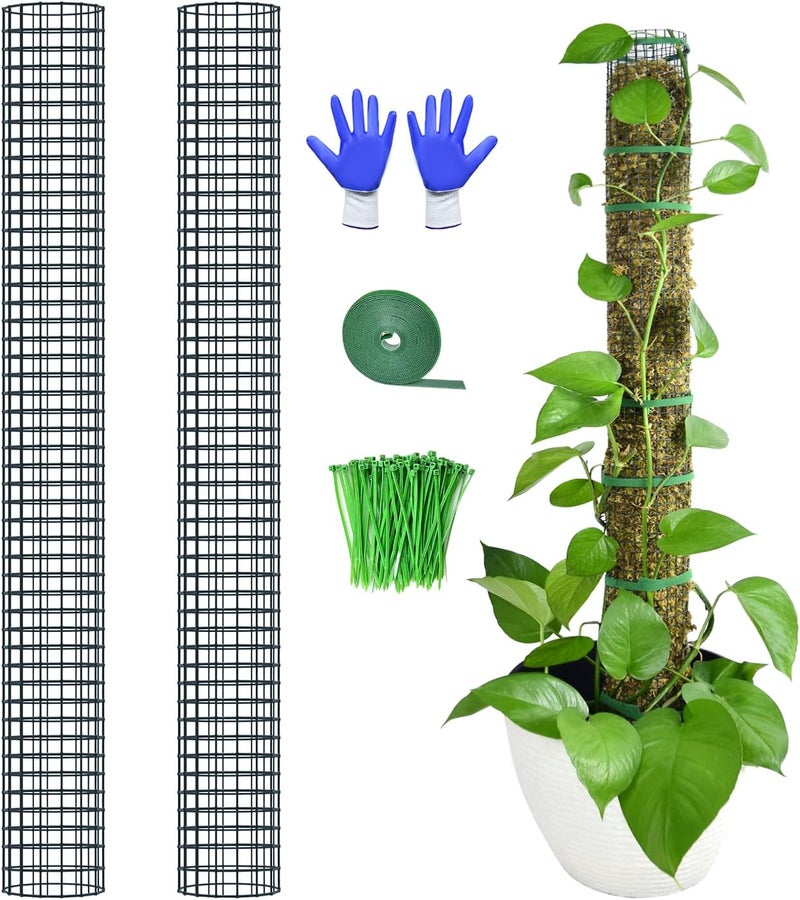 HOLANHING 2 Pack Metal Moss Pole, 40" Moss Poles for Plants Monstera, Stackable Sphagnum Moss Pole for Climbing Plants Work with Sphagnum Moss(2 Pack 40") - Image 1